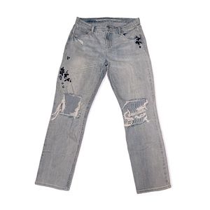 OLD NAVY boyfriend straight/droit embroidered jeans size 6